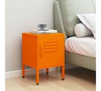 Nightstand Orange Steel Bedside Cabinet 35x35x51cm Lockable Adjustable Shelf UK