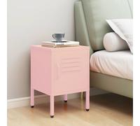 Nightstand Pink Steel 35x35x51 cm Lockable Bedside Cabinet with Shelf Adjustable