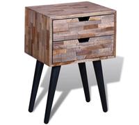 Nightstand Reclaimed Teak & Black Iron 42 x 31 x 60 cm 2-Drawer Vintage Handmade