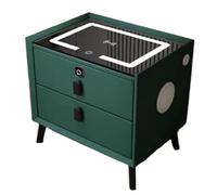Nightstand,Smart Nightstand with Password, Wireless Charging, LED Light & USB Ports - Green BedZYCHSJXA Storage Drawers, 19.7in Small End Table for Bedroom