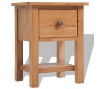 Nightstand Solid Oak & MDF Brown 36x30x47 cm Rustic 1 Drawer Bedside Small Table