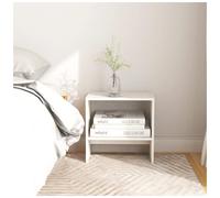 Nightstand Solid Pinewood White 40x30.5x40 cm Rustic Minimalist Bedside Drawers