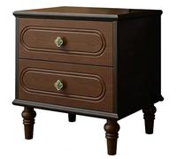 Nightstand, Solid Wood Bedside Table with Metal Handles, Vintage Medieval Style Storage for Living Room, Bedroom, Hallway, Dorm
