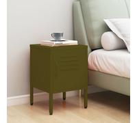 Nightstand Steel Olive Green 35x35x51cm Lockable 1-Shelf Bedside Adjustable Lock