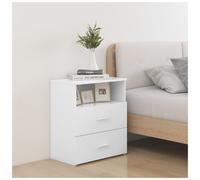 Nightstand White 50x32x60 cm Engineered Wood 2-Drawer Rustic Bedside Table Small