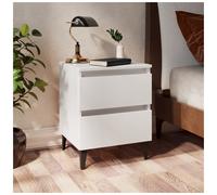 Nightstand White Engineered Wood 40x35x50 cm Metal Legs 2 Drawers Modern Compact