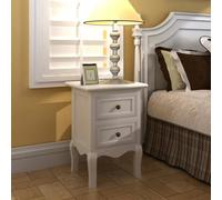 Nightstand White MDF & Brushed Pine 34.5x30x49cm 2 Drawer Compact Handcrafted