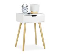 Nightstand white Scandinavian Bedside Table Lightweight 1 Drawer Compact