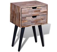 Vidaxl Nightstand With 2 Drawers Reclaimed Teak Wood