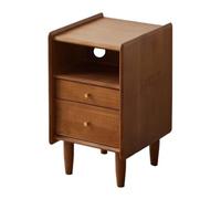 Nightstand with 2 Drawers SpaceSaving Woo End Table with PullOut Shelf Metal Handle Walnut Finish Stylish Bedroom Furniture 30cm/11.8in Set of 1