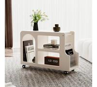 Nightstand with 3 Tier Storage Shelves on Wheels - Compact Side Table for Small Spaces Ideal for Bedroom, Living Room, and Office Use
