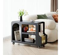 Nightstand with 3 Tier Storage Shelves on Wheels - Compact Side Table for Small Spaces Ideal for Bedroom, Living Room, and Office Use