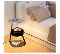 Nightstand with adjustable LED lighting, wireless charging function, open storage compartment, modern side table for the bedroom