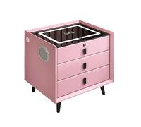 Nightstand with Charging Station, Fingerprint Lock, Three Drawers, Integrated Speakers, LED Lights, Modern Design