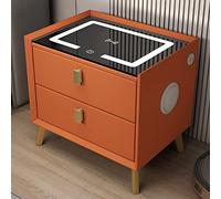 Nightstand with Charging Station, USB Ports, Bluetooth, and LED Light, Bedside Table with Drawers for Bedroom