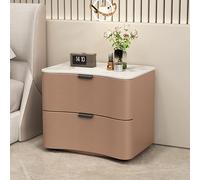Nightstand with Double Drawers, Modern Minimalist Side Table, Solid Wood Frame, Fashionable End Table for Bedroom or Living Room