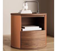 Nightstand with drawer, open nightstand, concealed handles and cylindrical cabinet compartment - plenty of storage space for the bedroom