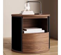 Nightstand with drawer, open nightstand, concealed handles and cylindrical cabinet compartment - plenty of storage space for the bedroom