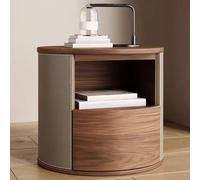 Nightstand with drawer, open nightstand, concealed handles and cylindrical cabinet compartment - plenty of storage space for the bedroom