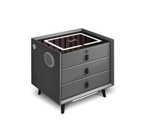 Nightstand with Fingerprint Lock Drawer, Smart Nightstand with Charging Station and LED Light Strip, Side Table with Speakers, Small Bed Side Table, 2 Draws/3 Draws(GREY,3 draws)