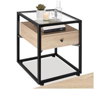 Tectake Bedside Table Preston - Industrial Wood Light, Oak Sonoma