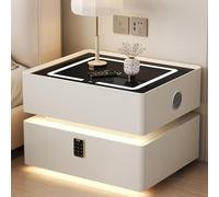 Nightstand with Light,Smart Night Stand with Wireless Charging,Modern Nightstand with LED Light,Modern Bedside Table with Sensor Lighting,Stand Combination Lock,Suitable for Offices, Bedro