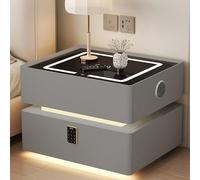 Nightstand with Light,Smart Night Stand with Wireless Charging,Modern Nightstand with LED Light,Modern Bedside Table with Sensor Lighting,Stand Combination Lock,Suitable for Offices, Bedro