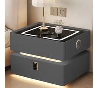Nightstand with Light,Smart Night Stand with Wireless Charging,Modern Nightstand with LED Light,Modern Bedside Table with Sensor Lighting,Stand Combination Lock,Suitable for Offices, Bedro