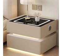 Nightstand with Light,Smart Night Stand with Wireless Charging,Modern Nightstand with LED Light,Modern Bedside Table with Sensor Lighting,Stand Combination Lock,Suitable for Offices, Bedro