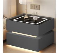 Nightstand with Light,Smart Night Stand with Wireless Charging,Modern Nightstand with LED Light,Modern Bedside Table with Sensor Lighting,Stand Combination Lock,Suitable for Offices, Bedro