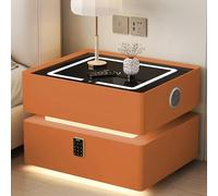Nightstand with Light,Smart Night Stand with Wireless Charging,Modern Nightstand with LED Light,Modern Bedside Table with Sensor Lighting,Stand Combination Lock,Suitable for Offices, Bedro