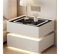Nightstand with Light,Smart Night Stand with Wireless Charging,Modern Nightstand with LED Light,Modern Bedside Table with Sensor Lighting,Stand Combination Lock,Suitable for Offices, Bedro