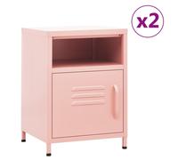 Nightstands 2 pcs Pink Steel 35x35x51 cm Modern Bedside Table Storage Furniture