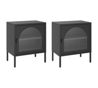 Nightstands End Table Bedside Cabinet Side Table Black Glass and Steel vidaXL