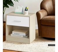 Nightstands, Set of 2, Side Tables with Drawer and Shelf, Bedside Tables, End Tables with Open Compartment, for Bedroom, Living Room, Beige and White