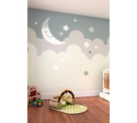 Origin Murals Nighttime Children's Sky Dove Grey 3.5M X 2.8M Wall Mural, Grey