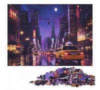 Nighttime Cityscape Wooden Jigsaw Puzzle, Gift for Adults | Puzzle for Adults - gift for puzzle lovers with home hobby for puzzle fans.