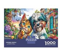 Nighttime Friends 1000 Piece Premium Cardboard Pet Buddies Jigsaw Puzzle Gift Set Teen Jigsaw Lovers Fun And Challenging Family Game for Home Decor Gift for Family 38x26cm/1000pcs
