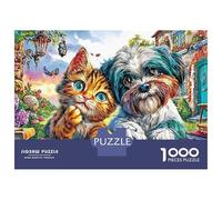 Nighttime Friends 1000 Pieces Eco-Friendly Paper Jigsaw Puzzle Bundle Fantasy Animal Town Scene for Senior Enthusiasts, Brain Training Puzzle, Travel Activity, Popular Option 70x50cm/10
