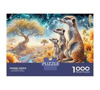 Nighttime Jungle 1000 Piece Extra-Thick Cardboard DIY Jigsaw in Flower Field for Family Lovers, Fun Challenging Game, Beautiful Wall Decoration, for All 70x50cm/1000pcs