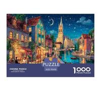 Nighttime Town Jigsaw Puzzles Puzzle for Adults Kids. 1000 Pieces Whimsical Challenge Toy Educational Games Home Decoration for Adults& Kids Age 14 Years Up 70x50cm/1000pcs