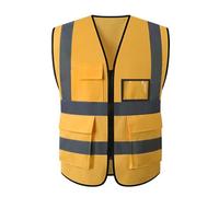 Nighttime Traffic Environment Garden Architecture Multi Pocket Grid Reflective Vest Construction for Construction, Outdoor Work(Gold,4XL)
