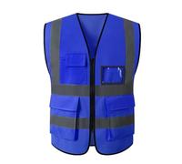 Nighttime Traffic Environment Garden Architecture Multi Pocket Grid Reflective Vest Construction for Construction, Outdoor Work(Dark Blue,XL)