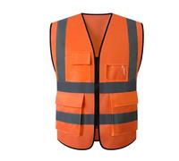 Nighttime Traffic Environment Garden Architecture Multi Pocket Grid Reflective Vest Construction for Construction, Outdoor Work(Orange,4XL)