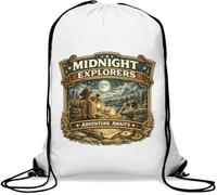 Nighttime Wilderness Exploration Adventure Gym Sack Casual Drawstring Bag White