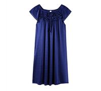 Nightwear For Women,Women'S Thin Silky Satin Summer Nightdress Khaki Round Neck Multi-Layer Ruffled Bow Stitching Comfy Nightgown Loose Nightdress Mid Length Pajama Loungewear Sexy Nightshirts ,Dark