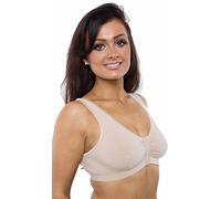 Nightwear Heaven Front Fastening Bras White Black or Skin Nude Soft Cotton w Elastane Full Coverage (44, Skin)
