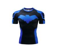 (Nightwing, L) 3d Batman Print Gym Tshirt Men Fitness Tee Compression Tops