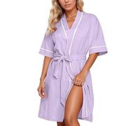 Nighty for Women Plus Size - S Sleeveless V Neck Sleepshirt Nightgown Soft Comfortable Loungewear Mid Length Casual Home Dress With Belt (Purple M)