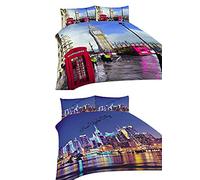 NIGHTZONE 3D Duvet Cover Set London Westminster with One Pillow Case - Printed Poly Cotton Fabric 2 Piece Bedding Set (Single Duvet Set)